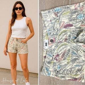 PAIGE Women's Cut Off Denim Neutral Pastel Patterned Jean Shorts